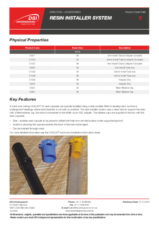 Resin Installer System