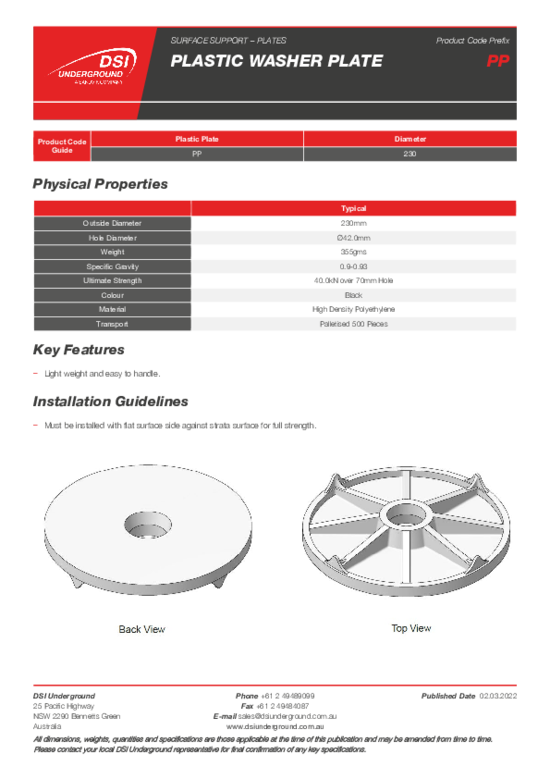 Plastic Washer Plate