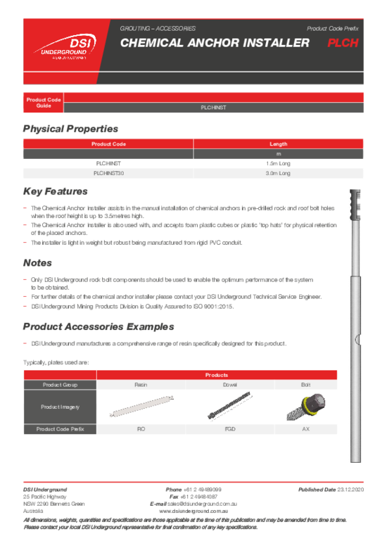 Chemical Anchor Installer Rod