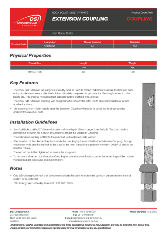 Rock Bolt Extension Coupling