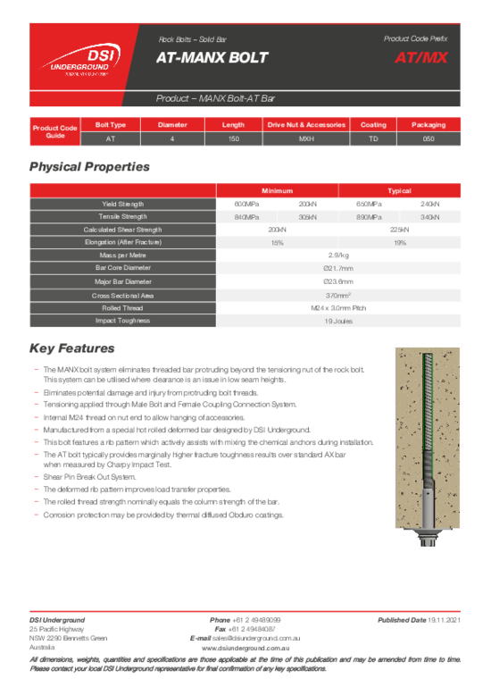 AT – Manx Extra High Strength Rock Bolt