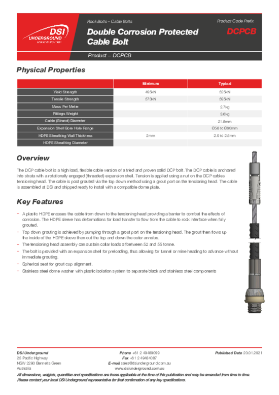 Double Corrosion Protected Cable Bolt